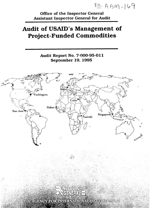 Audit of USAID"s management of project-funded commodities