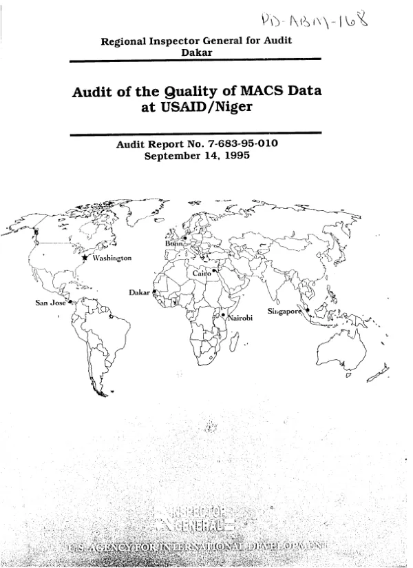 Audit of the quality of MACS [mission accounting and control system] data at USAID/Niger