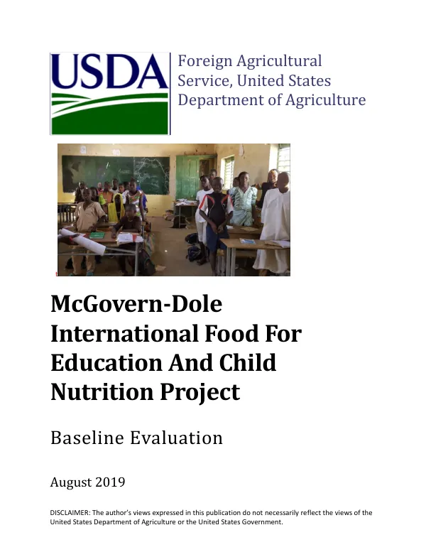 [USDA] McGovern-Dole international food for education and child nutrition project Senegal : baseline evaluation [FY 2018]