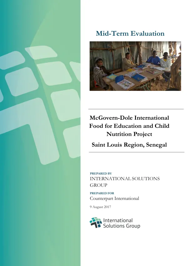 McGovern-Dole Saint Louis region, Senegal : midterm evaluation [FY 2014]