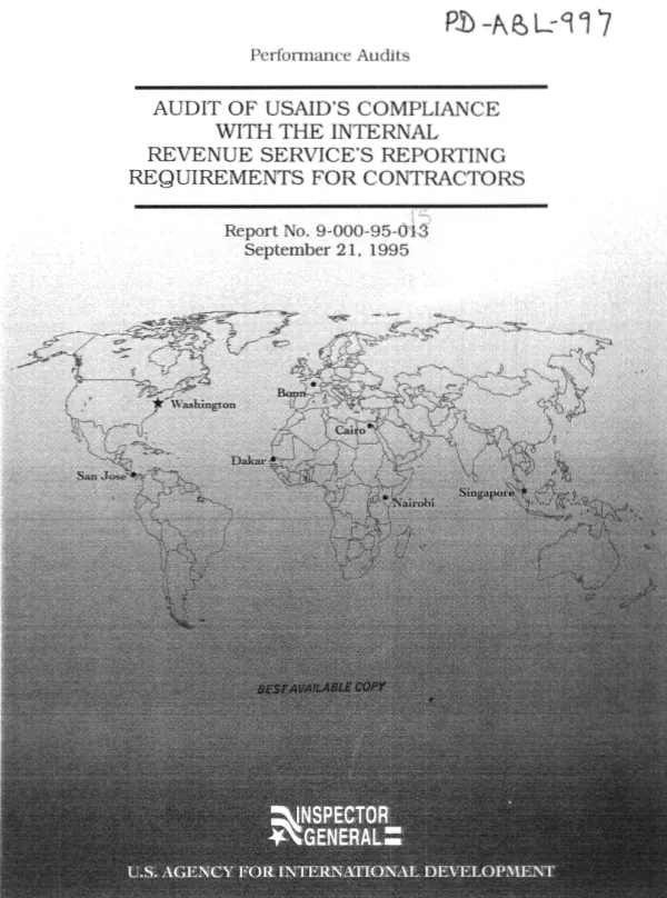 Audit of USAID"s compliance with the Internal Revenue Service"s reporting requirements for contractors