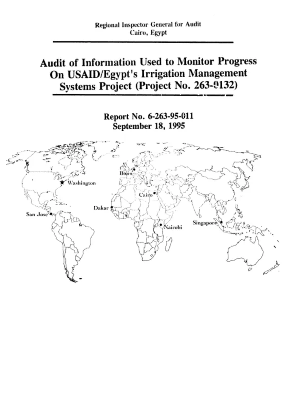 Audit of information used to monitor progress on USAID/Egypt"s irrigation management systems project (project no. 263-0132)