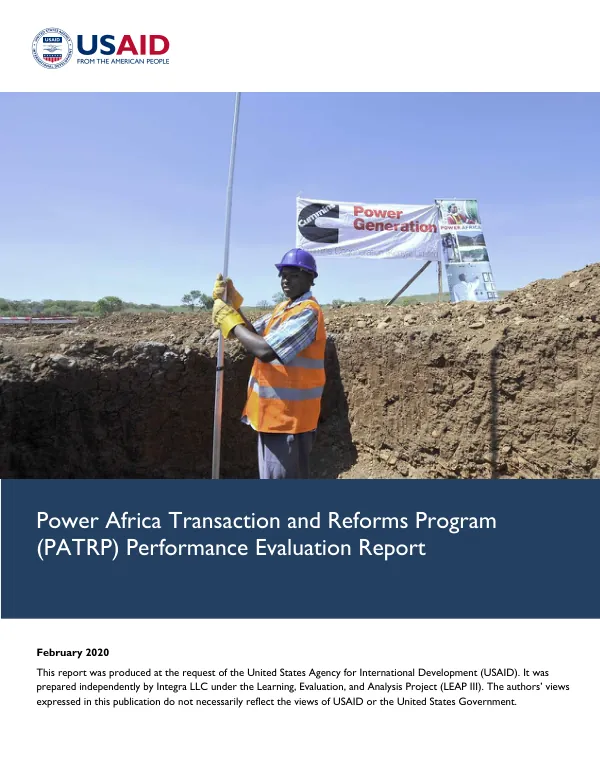 Power Africa transaction and reforms program (PATRP) performance evaluation : final report