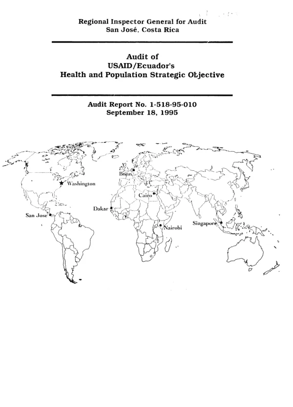 Audit of USAID/Ecuador"s health and population strategic objective