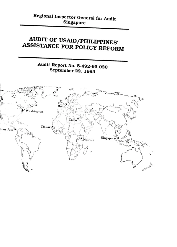 Audit of USAID/Philippines" assistance for policy reform
