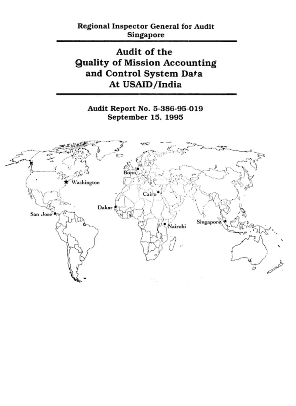 Audit of the quality of mission accounting and control system [MACS] data at USAID/India