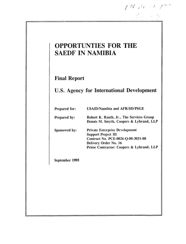 Opportunities for the SAEDF [South African enterprise development fund] in Namibia