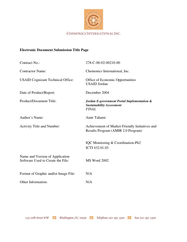 Jordan e-government portal implementation and sustainability assessment : final