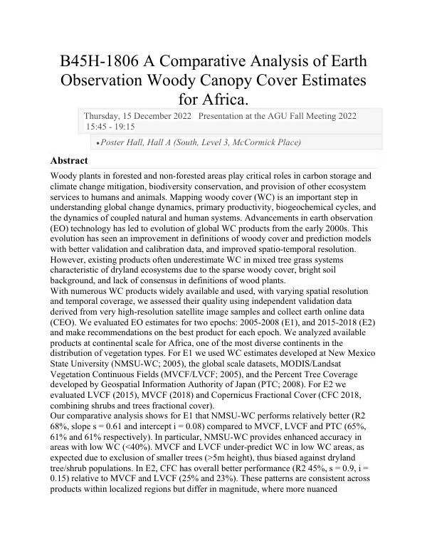 A Comparative Analysis of Earth Observation Woody Canopy Cover Estimates for Africa