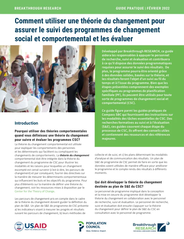 Comment utiliser une théorie du changement pour assurer le suivi des programmes de changement social et comportemental et les évaluer