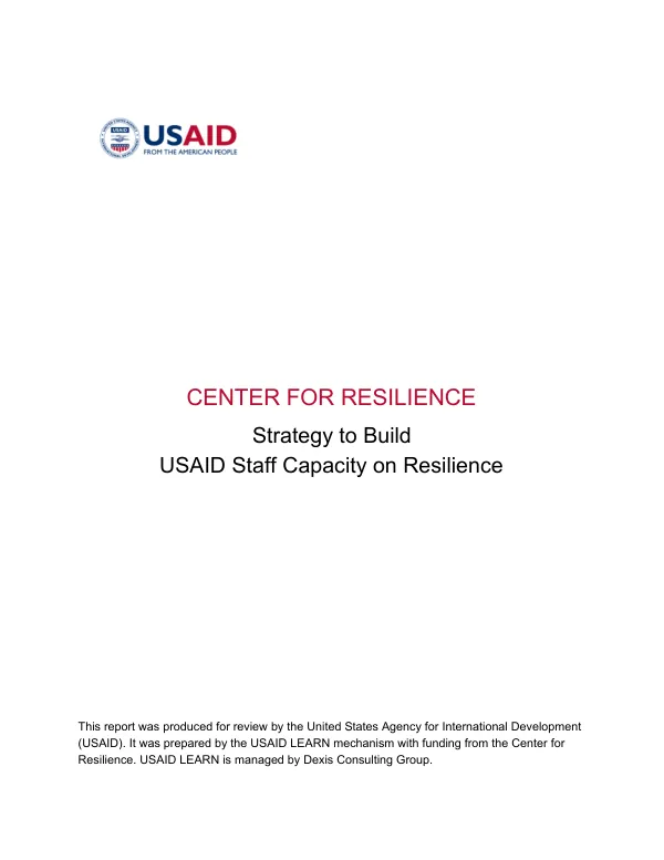 Strategy to Build USAID Staff Capacity on Resilience