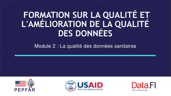 Formation sur la qualité et l'amélioration de la qualité des données