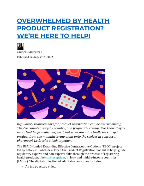 Product Registration Toolkit: A Guide for Regulatory Experts and Non-Experts