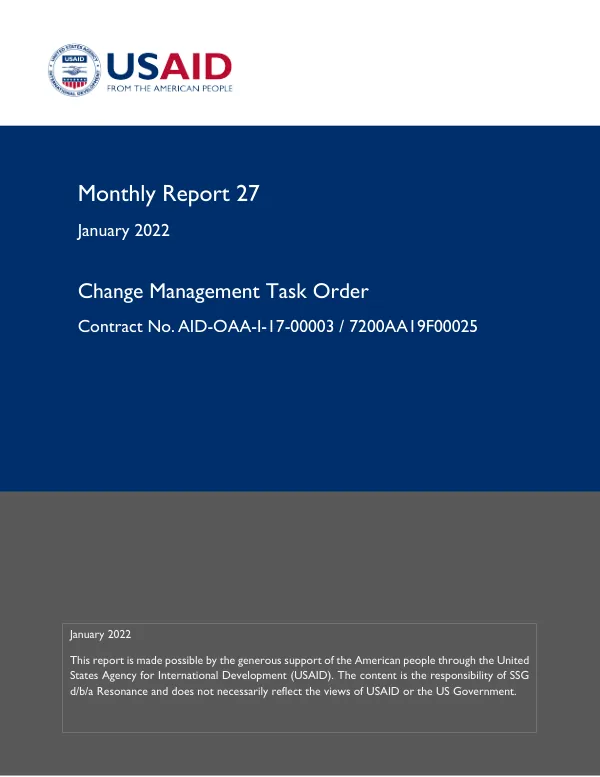 Monthly Report #27: Change Management Task Order