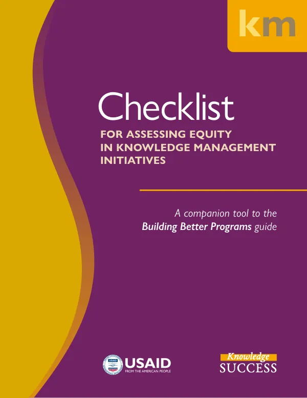 Checklist for Assessing Equity in Knowledge Management Initiatives