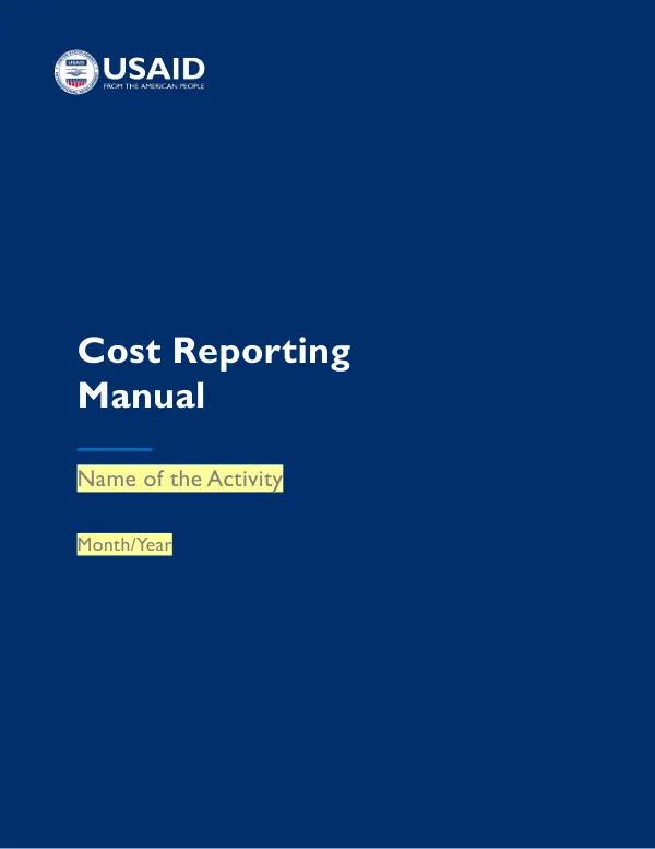 Cost Reporting Manual for USAID Education Sector