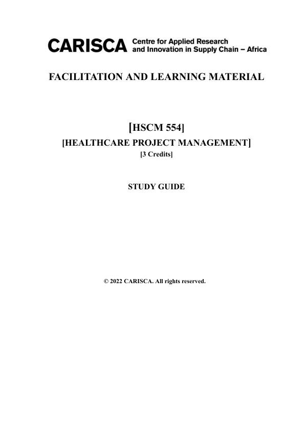 Healthcare Project Management Study Guide