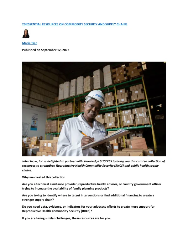 20 Essential Resources on Commodity Security and Supply Chains