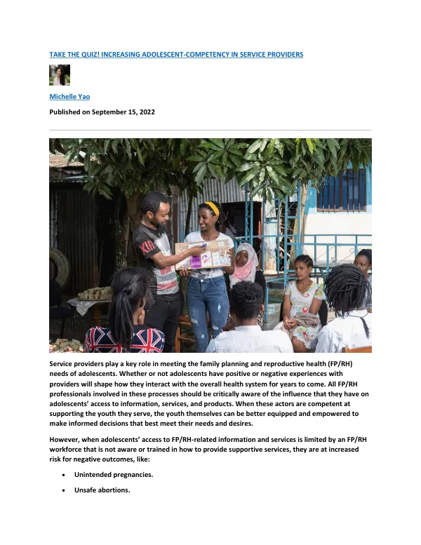 Increasing Adolescent-Competency in Service Providers