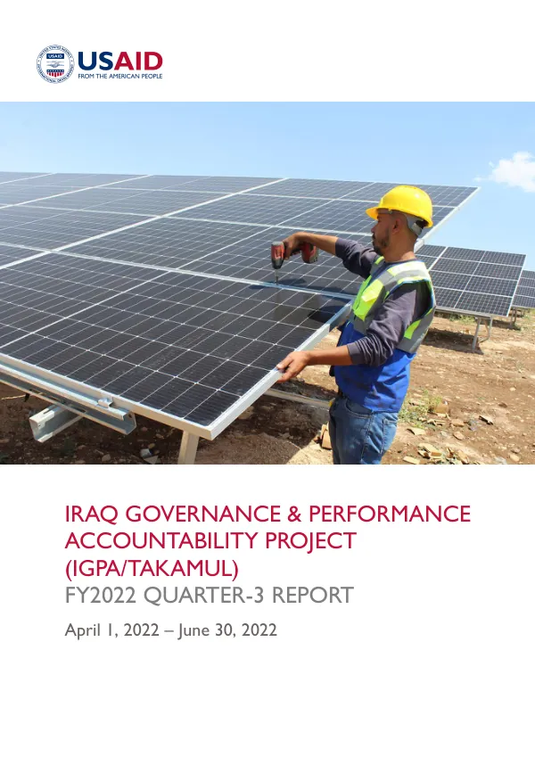 Iraq Governance & Performance Accountability Project (IGPA/Takamul) FY2022 Quarter-3 Report