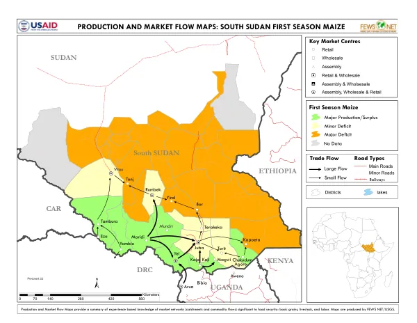 Production and Market Flow Maps: South Sudan First Season Maize