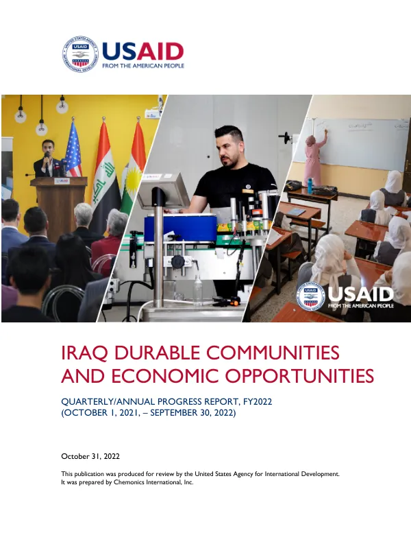 Iraq Durable Communities and Economic Opportunities QUARTERLY/ANNUAL PROGRESS REPORT FY2022