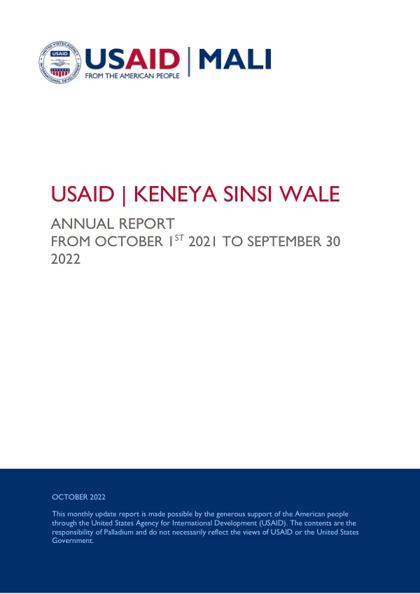 USAID | Keneya Sinsi Walé Annual Report (October 1, 2021 - September 30, 2022)