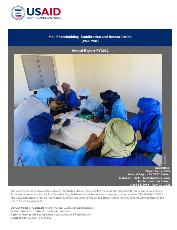 Annual Report FY 2022: Mali Peacebuilding, Stabilization and Reconciliation