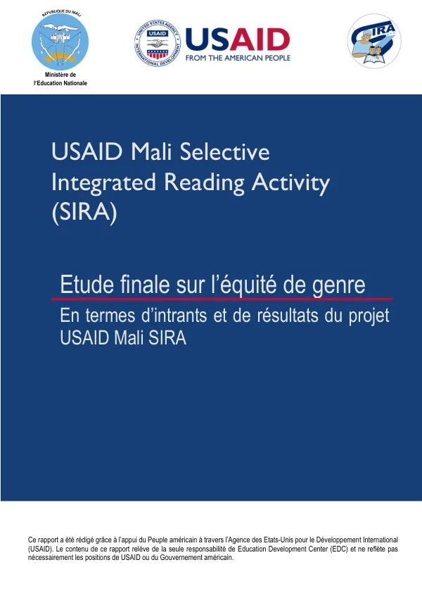 Etude finale sur l’équité de genre du projet USAID Mali SIRA