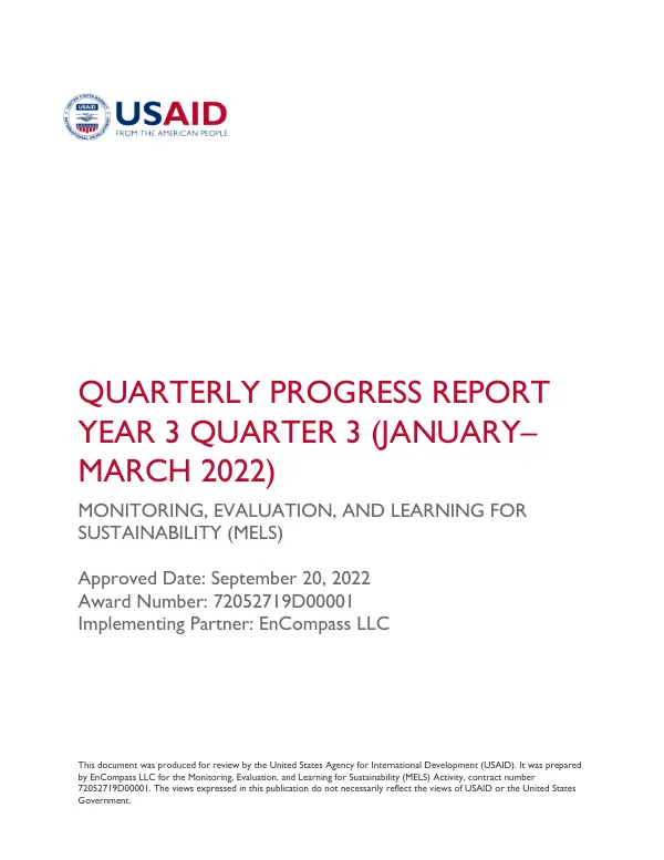 USAID Peru MELS Y3 Q3 Report