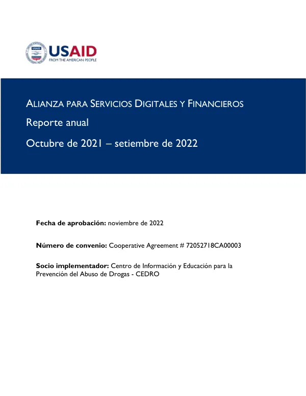 Alianza para Servicios Digitales y Financieros – Reporte Anual – año 2022 [octubre 2021–setiembre 2022]