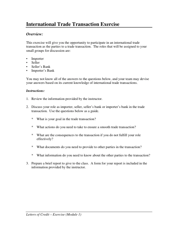 International Trade Transaction