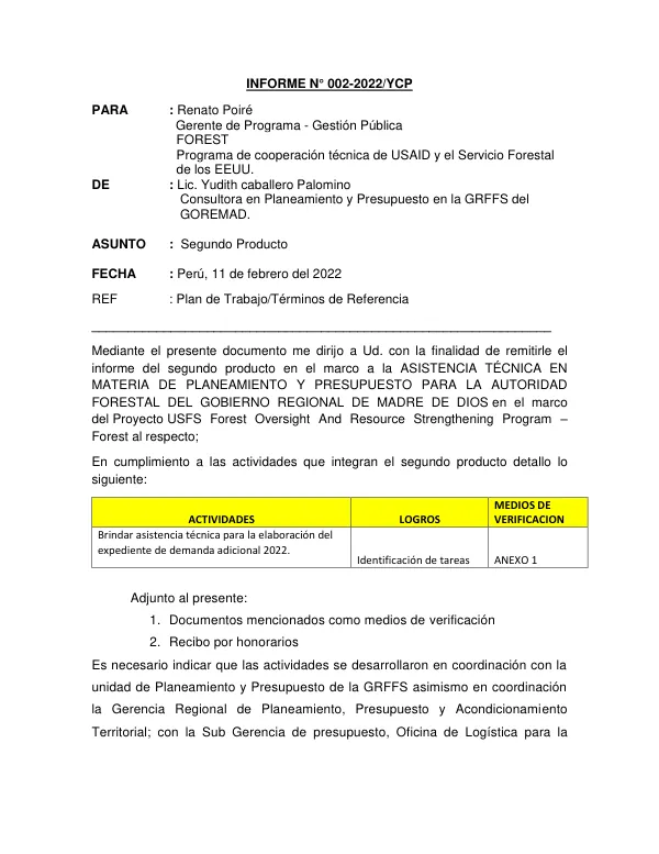 Informe N° 002-2022/YCP: Segundo Producto