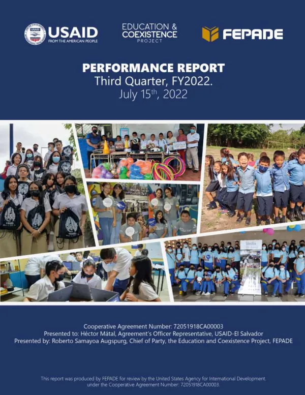 Education and Coexistence Project (E&C) Quarterly Report Q3 FY2022