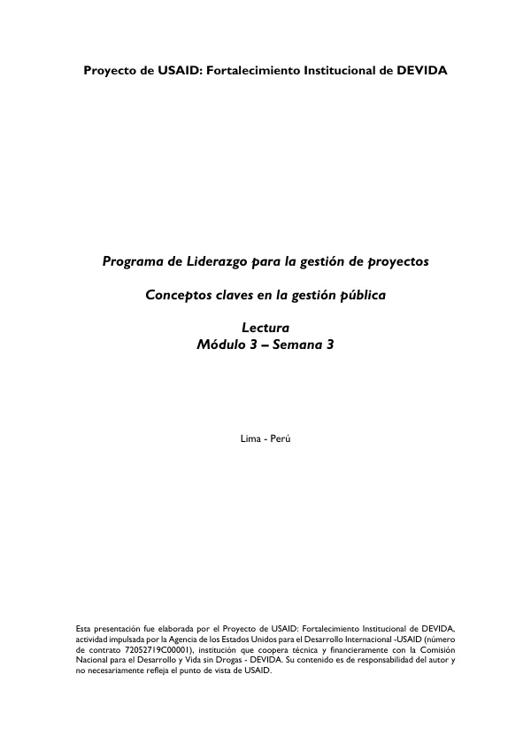 Proyecto de USAID: Fortalecimiento Institucional de DEVIDA