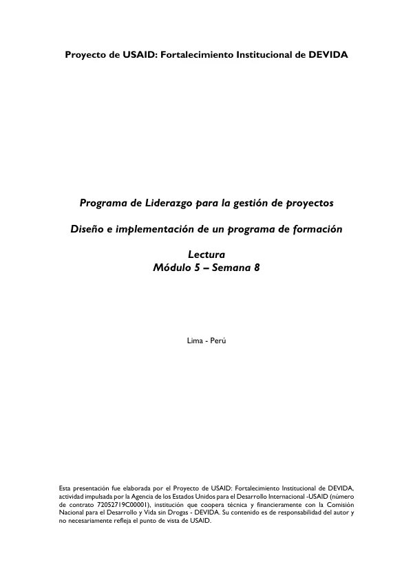 Proyecto de USAID: Fortalecimiento Institucional de DEVIDA