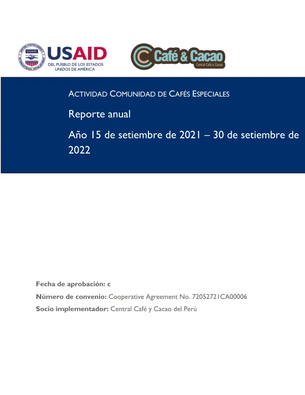 Comunidad de Cafés Especiales - Reporte Anual - año 1 [Set 2021 – Set 2022]