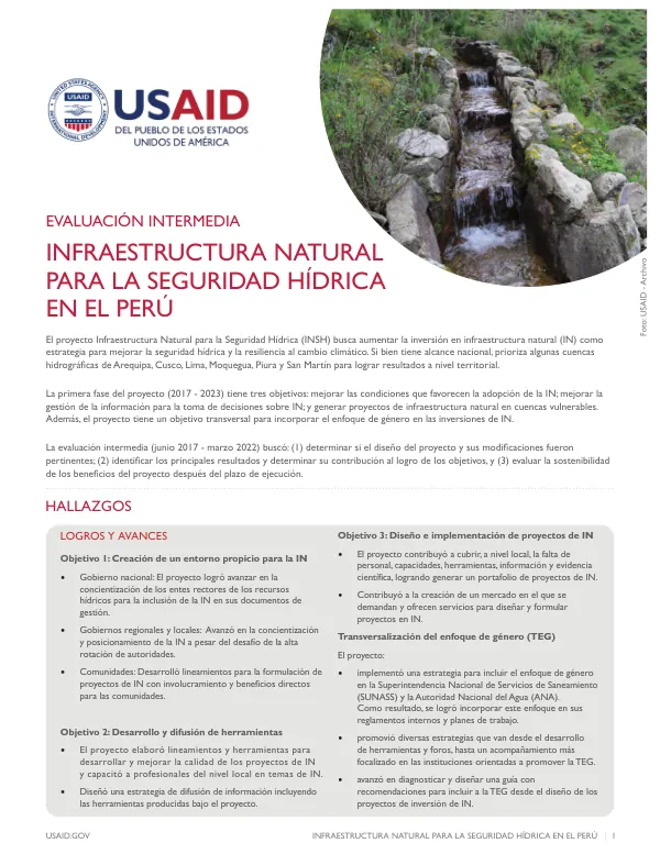 Final Report: Infraestructura Natural para la Seguridad Hídrica en el Perú
