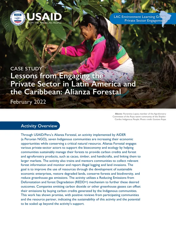 Lessons from Engaging the Private Sector in Latin America and the Caribbean: Alianza Forestal