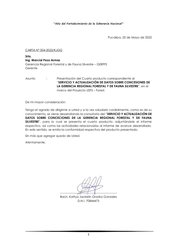 SERVICIO Y ACTUALIZACIÓN DE DATOS SOBRE CONCESIONES DE LA GERENCIA REGIONAL FORESTAL Y DE FAUNA SILVESTRE
