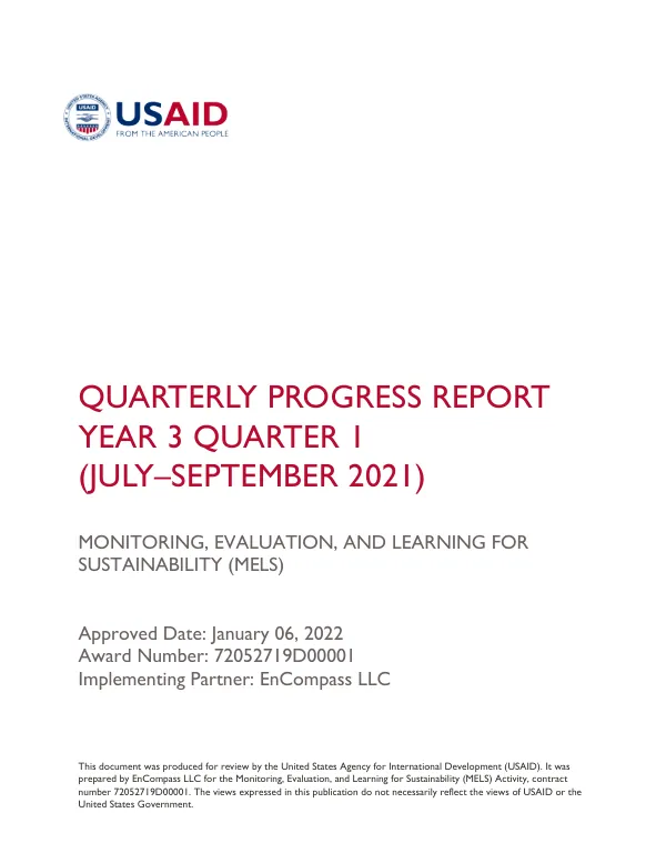 USAID MELS Year 3 Quarter 1 Technical Report