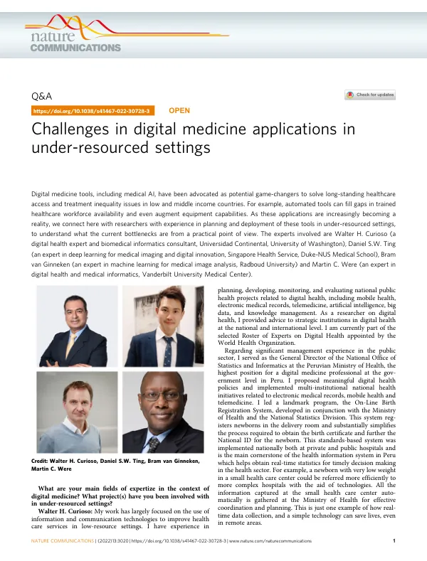 Challenges in digital medicine applications in under-resourced settings