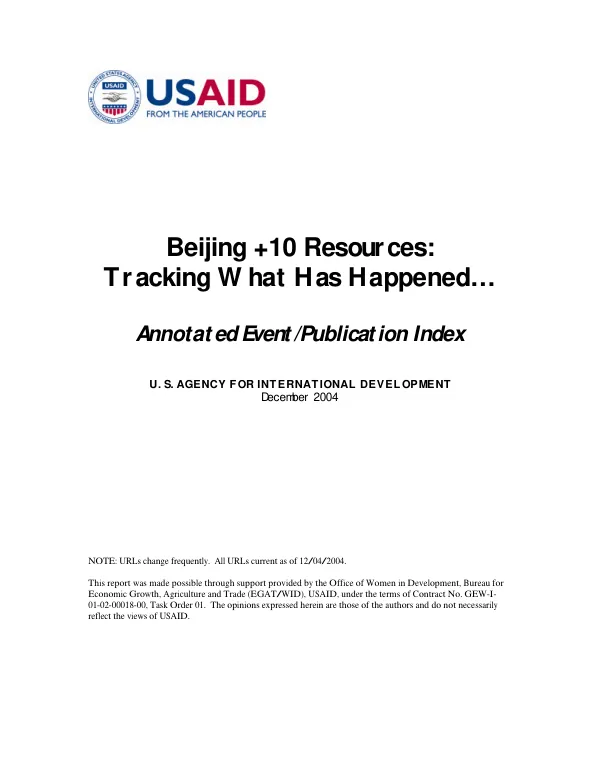 Beijing +10 resources : tracking what has happened ... -- annotated event/publication index