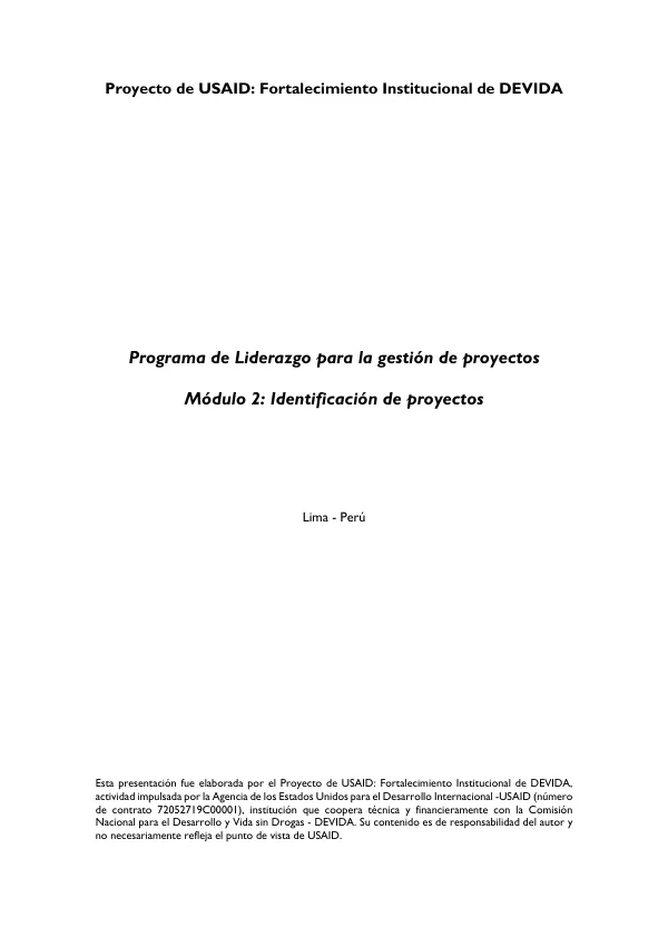 Proyecto de USAID: Fortalecimiento Institucional de DEVIDA