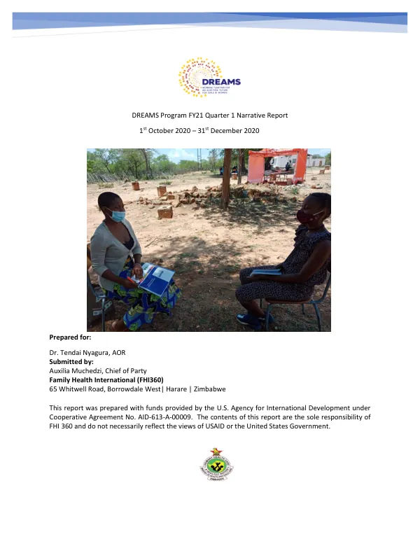 DREAMS Program FY21 Quarter 1 Narrative Report