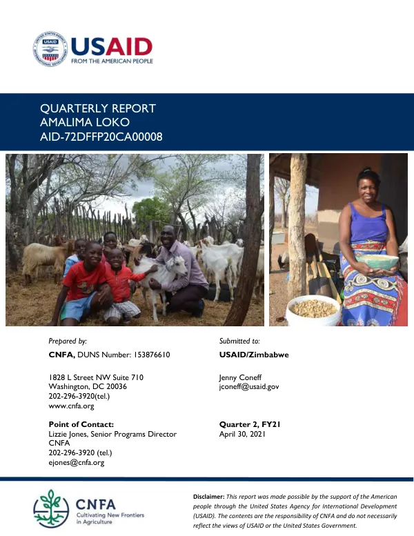 Quarterly Report: Amalima Loko Resilience Food Security Activity