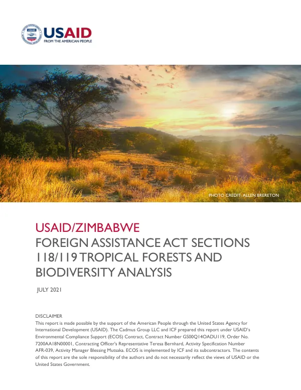 USAID | Zimbabwe Foreign Assistance Act Sections 118/119 Tropical Forests and Biodiversity Analysis