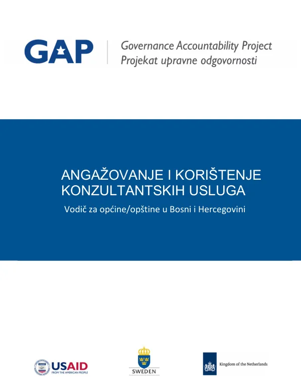Vodič za općine/opštine u Bosni i Hercegovini: Angažovanje i korištenje konzultantskih usluga
