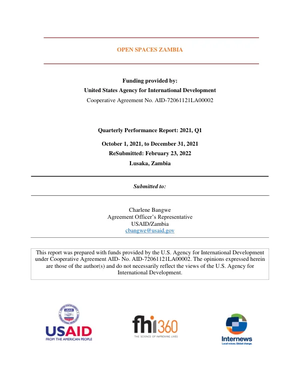 Quarterly Performance Report: October 1 – December 31, 2021