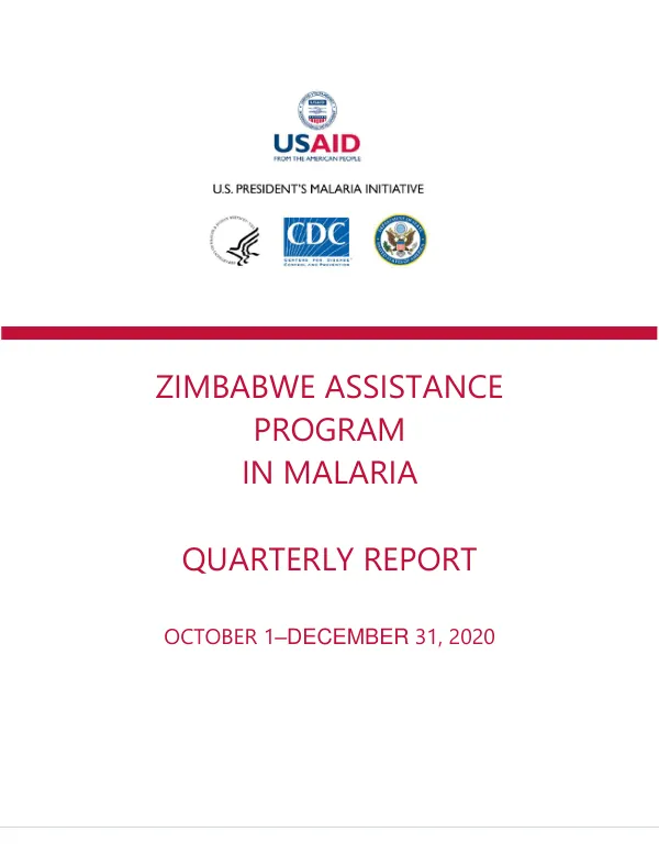 Zimbabwe Assistance Program in Malaria (ZAPIM) Quarterly Report October 1–December 31, 2020
